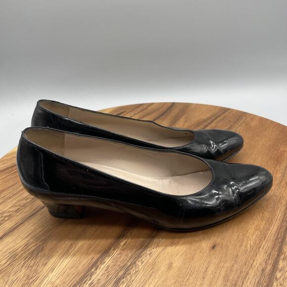 Salvatore Ferragamo Shoes - Salvatore Ferragamo Heels Womens 7.5 B Black Patent Leather Made in Italy